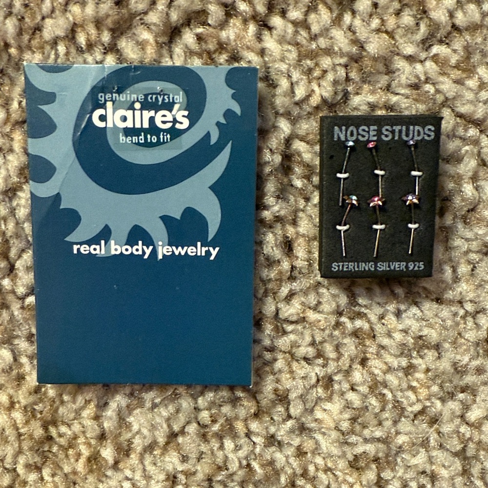 Nose Stud Jewelry by Claire's Genuine Crystal Sterling Silver Nose Studs NWT
